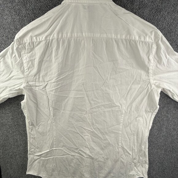 Massimo Dutti Men White Tessuto Italiano Long Sleeve Button Up Shirt Size 17 - Picture 13 of 15